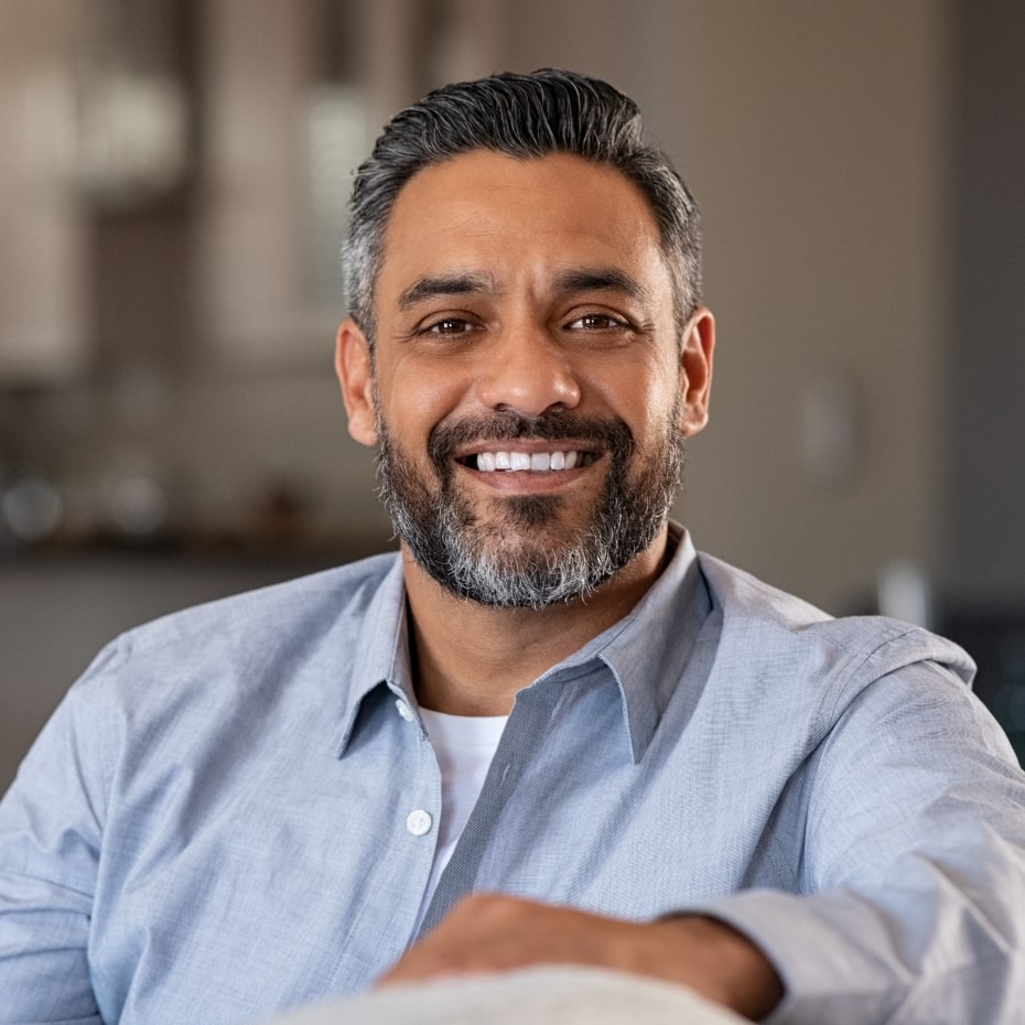 Mature man relaxing thanks to no more headaches and migraines